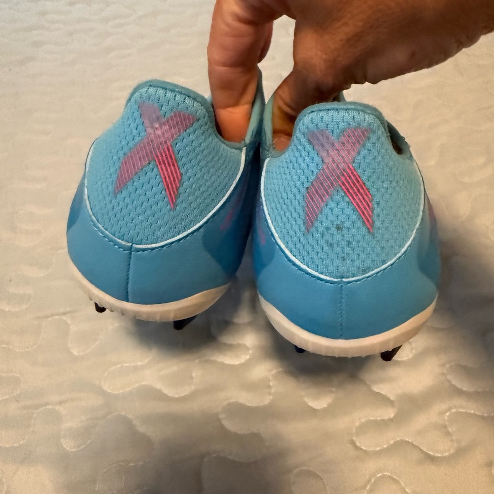 adidas Kids Soccer slip on cleats.  Blue and Pink. Barely worn Size 4Y - Picture 2 of 6